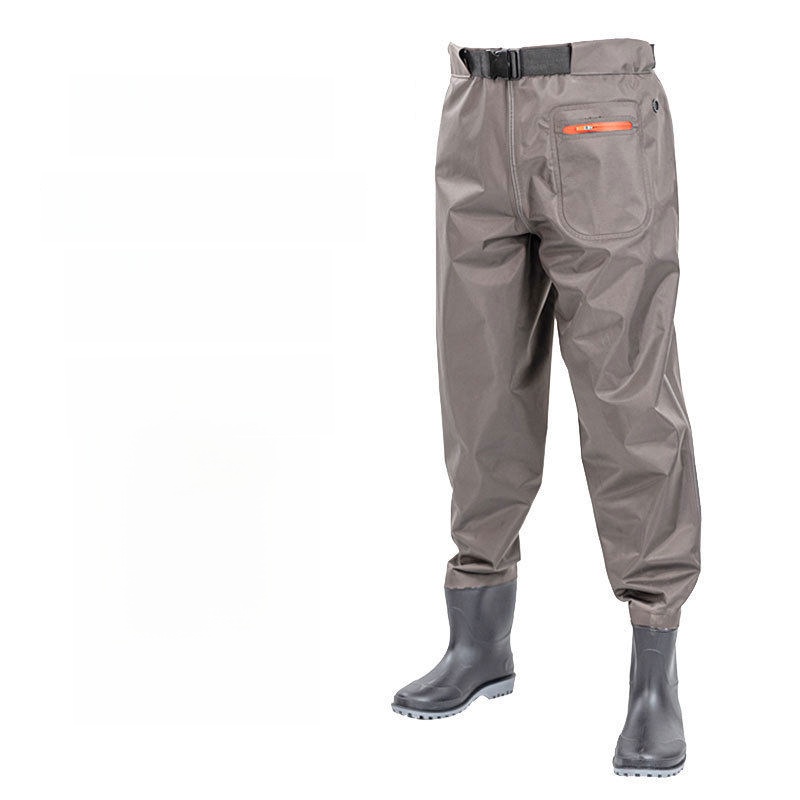 Fishing Rain Suit - 두꺼운 허리까지 오는 일체형 레인 팬츠(부츠