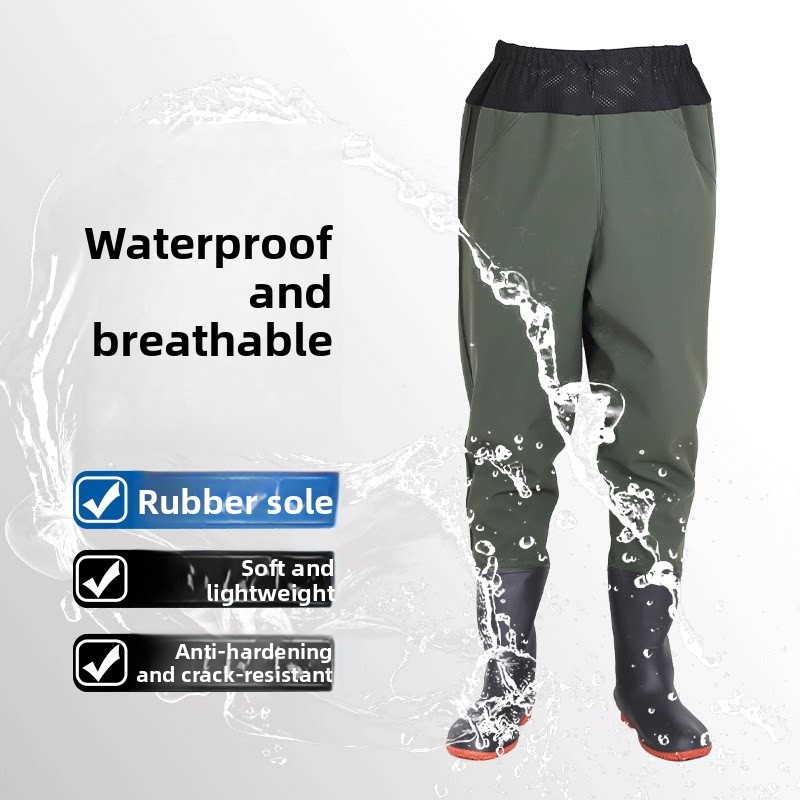 두꺼운 허리까지 오는 일체형 레인 팬츠(부츠 포함) 초 - Fishing Rain Suit 리뷰 및 가격