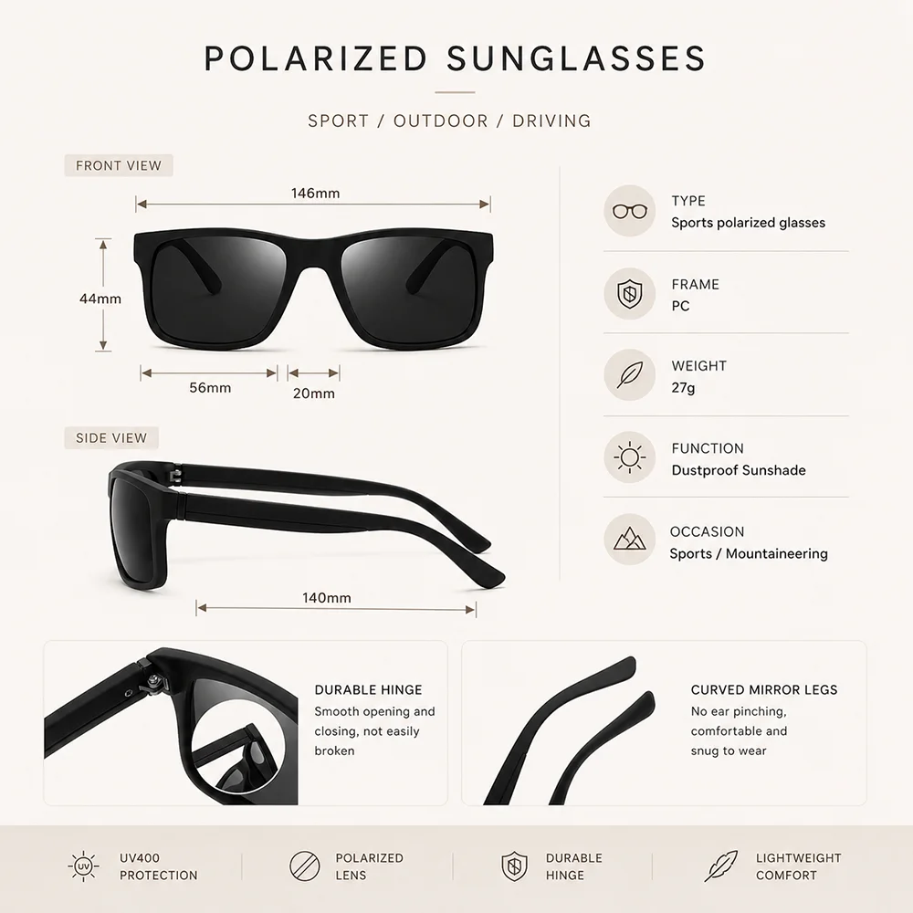 새로운 남성용 편광 선글라스, 여성용 사각형 디자인,  - Fishing Sunglasses Polarized 리뷰 및 가격